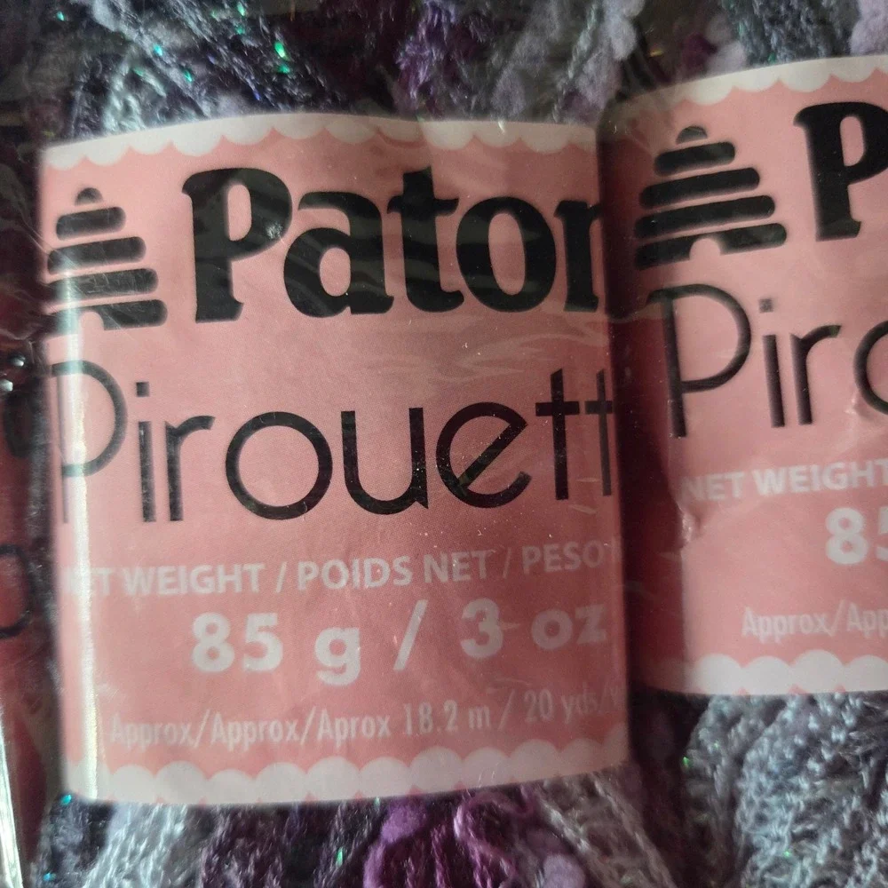 RARE 6 Skein 3oz Patons Pirouette Yarn Metallic 83430 Orchid Shimmer 4 Med - Picture 3 of 5